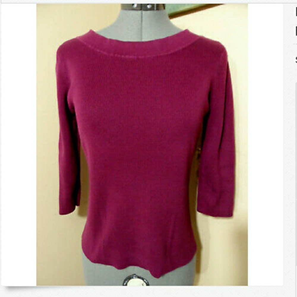 DRESSBARN Boat neck Sweater Top S Cranberry Plum